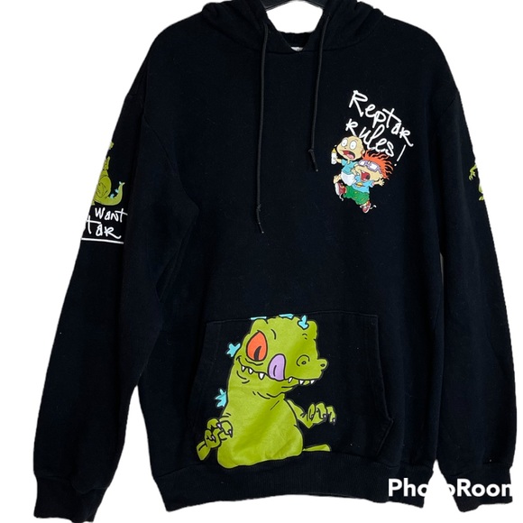Nickelodeon Rugrats Reptar Black Hoodie Size Small